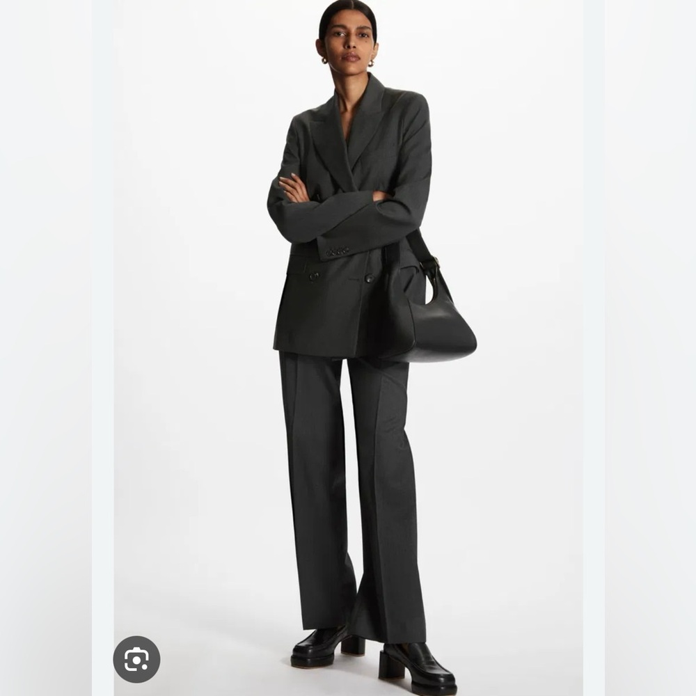 COS Black Double-Breasted Wool Blazer